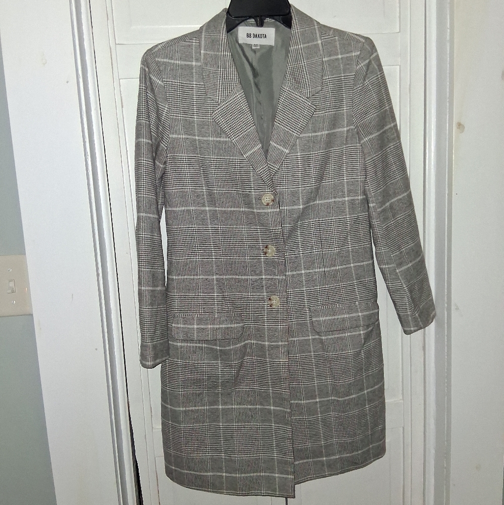 BB Dakota Steve Madden Plaid Longline Blazer Jacket